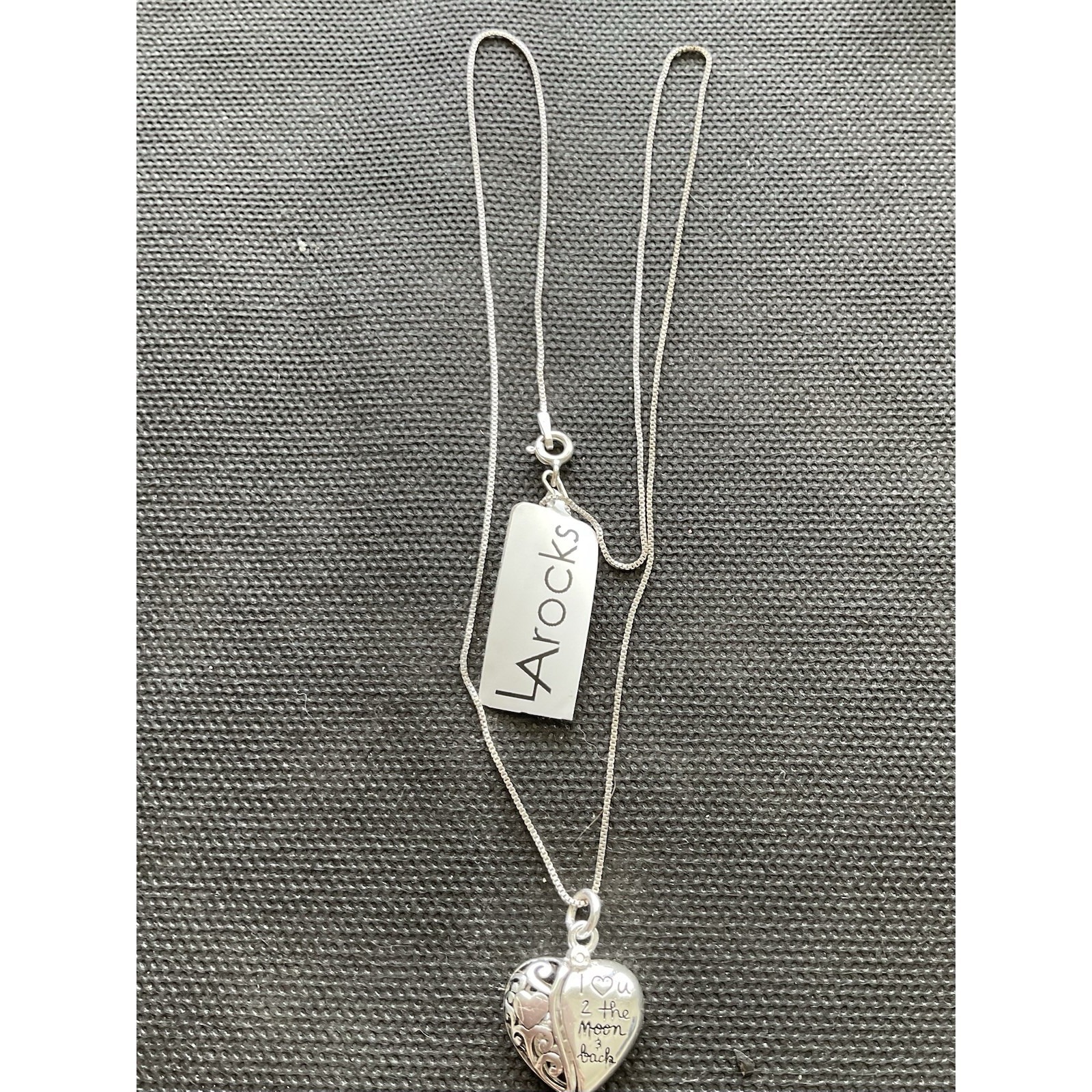 La Rocks Sterling Silver Necklace Love You To The Moon And Back Heart Pendant